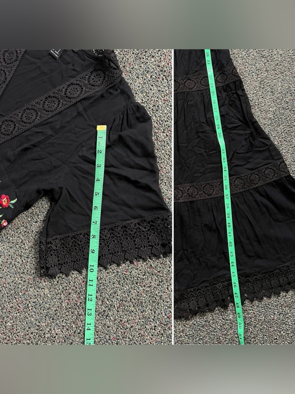 FOREVER21 Black Lace Trim Hem Flowy Embroidered Floral Corset Flowy Duster Dress - Picture 15 of 17